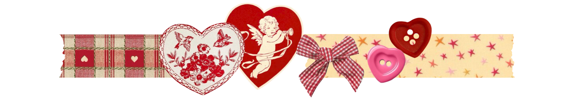 banner of red and pink trinkets